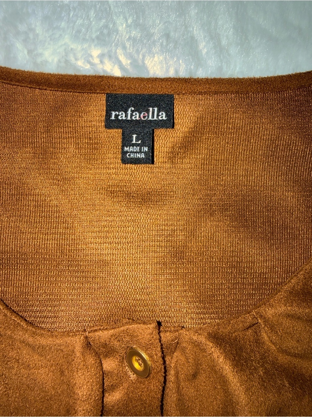 2 x 20$ Rafaella Rust Brown Ruffled Button-Front Blouse Size L - Picture 3 of 6
